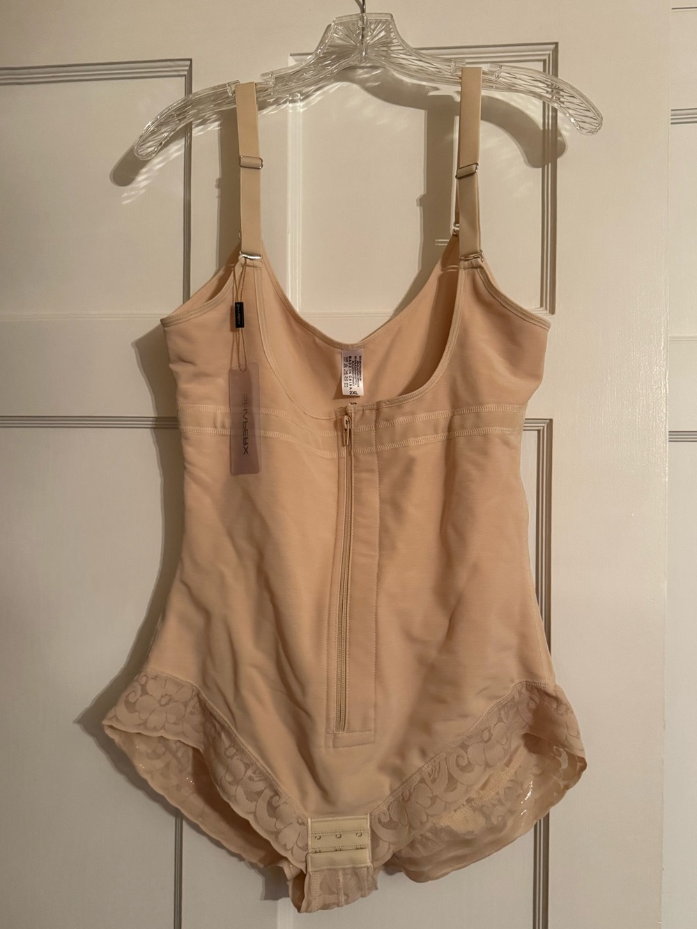 SHAPERX - Nude Full Body Shapewear Bodysuit w/ Lace Trim (NWT)